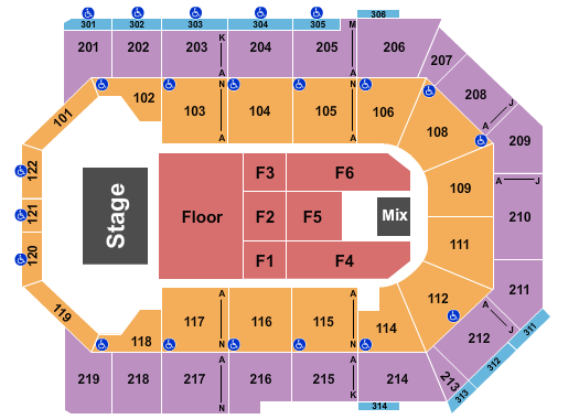 Toyota Arena - Ontario Endstage Pit Seating Chart