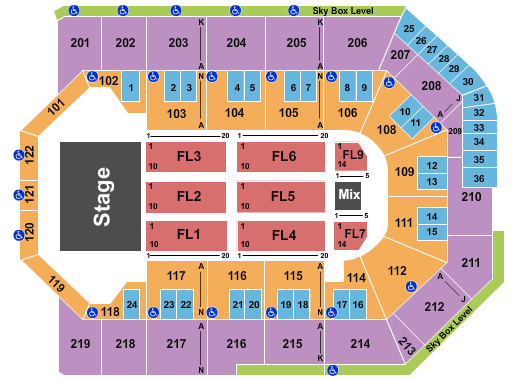 Toyota Arena - Ontario End Stage Seating Chart