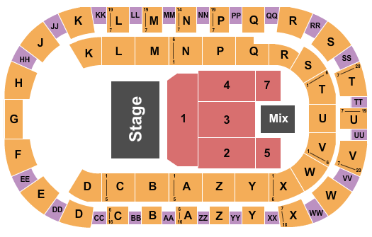 Toyota Center - Kennewick End Stage 2 Seating Chart