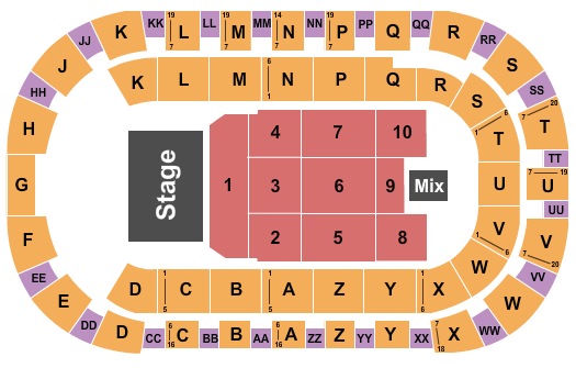 Toyota Center - Kennewick End Stage 3 Seating Chart