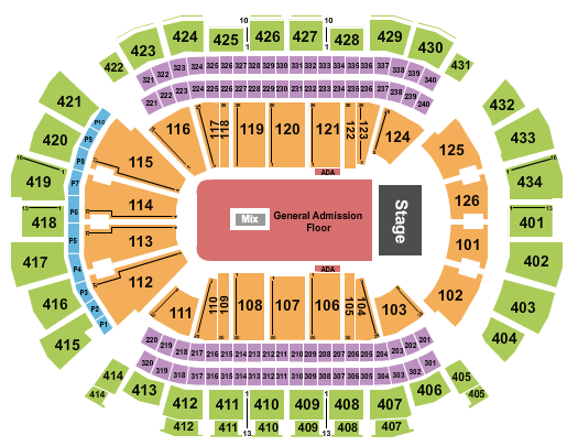 Toyota Center - TX Endstage GA Floor Seating Chart