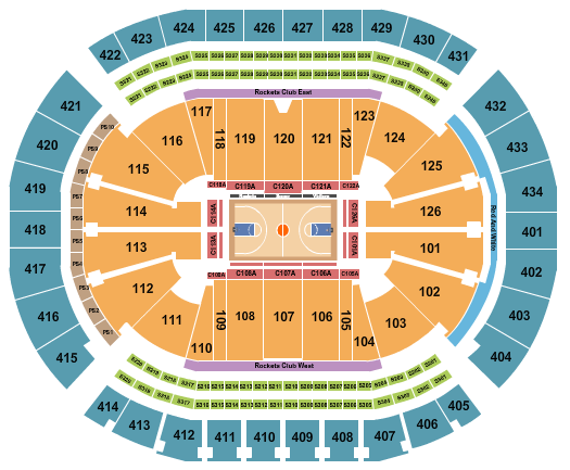 seating chart for Toyota Center - TX - Basketball Rows - eventticketscenter.com