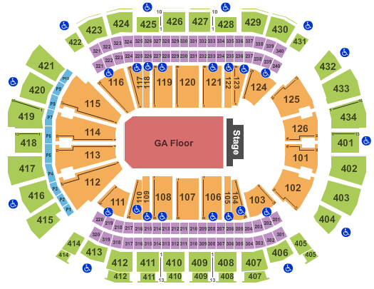 Toyota Center - TX End Stage 270 Degree GA Seating Chart