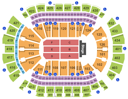 Toyota Center - TX End Stage Seating Chart