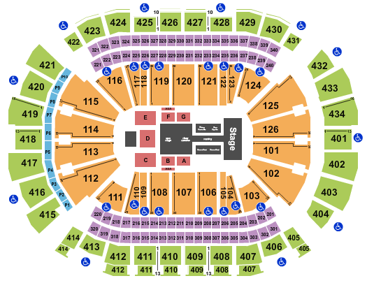 Toyota Center - TX Gold Over America Tour Seating Chart