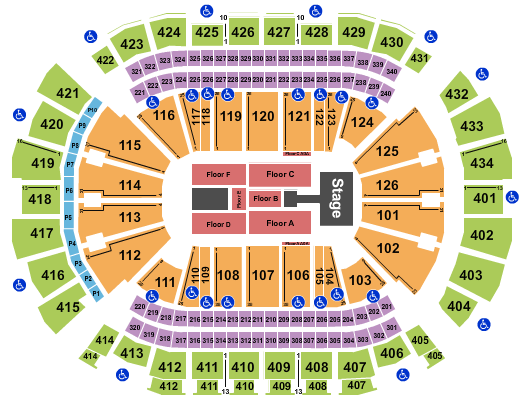 Toyota Center - TX The Reunion Tour Seating Chart