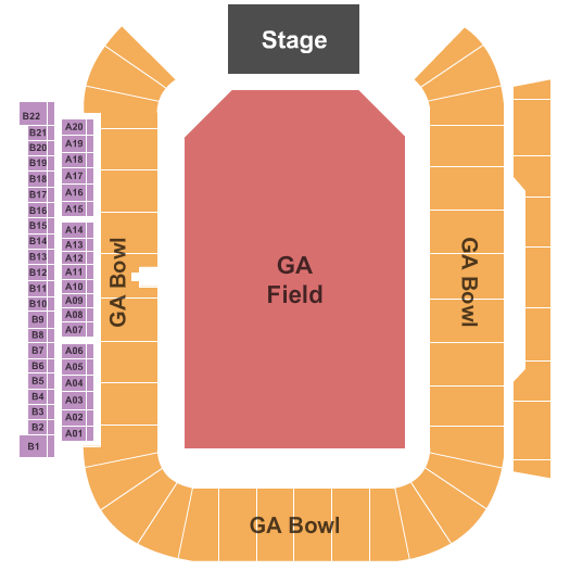 SeatGeek Stadium GA Field & GA Bowl Seating Chart