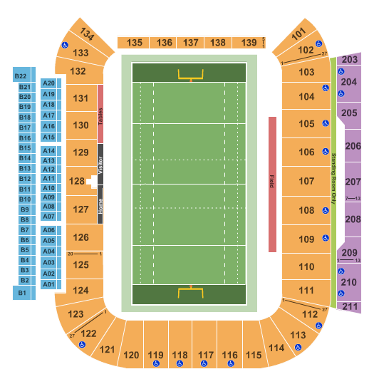 SeatGeek Stadium Rugby Seating Chart