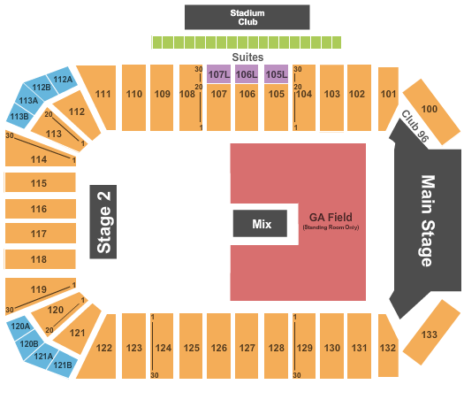 Toyota Stadium - Frisco Edge Fest Seating Chart