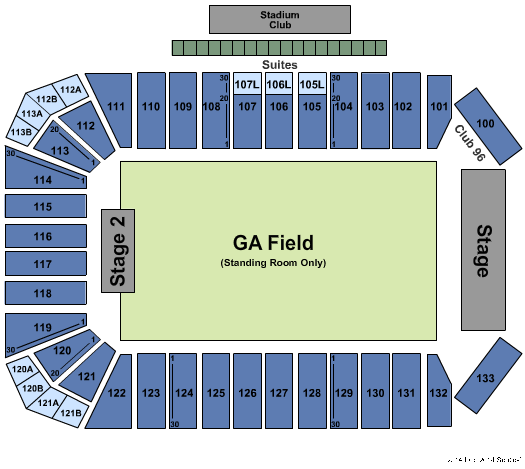 Toyota Stadium - Frisco GA 2 Stage Seating Chart