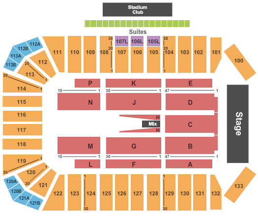Toyota Stadium - Frisco End Stage Seating Chart
