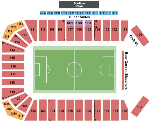 seating chart for Toyota Stadium - Frisco - Soccer - eventticketscenter.com