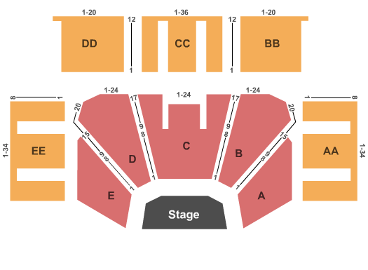 seating chart for Treasure Island Event Center - MN - End Stage - eventticketscenter.com