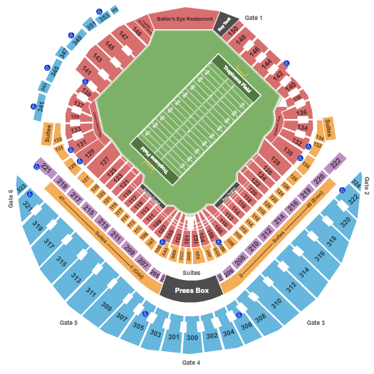 Tropicana Field St Petersburg Bowl 2015 Seating Chart