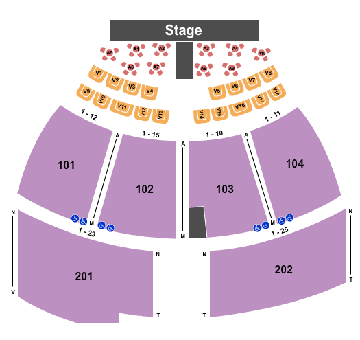 Tropicana Theater At Tropicana Hotel & Casino Endstage Reserved Seating Chart