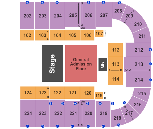 Tucson Arena At Tucson Convention Center Endstage GA Floor Seating Chart