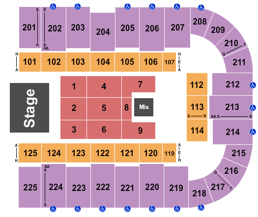 Tucson Arena At Tucson Convention Center EndStage Seating Chart