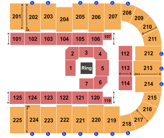 Tucson Arena At Tucson Convention Center Top Rank Boxing Seating Chart