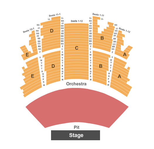 Tulsa Theater Endstage Pit - No Balc Seating Chart