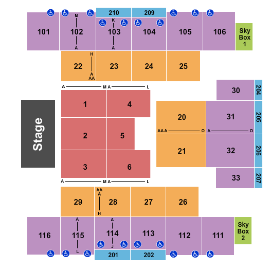 Turning stone resort & casino event center seating chart printable
