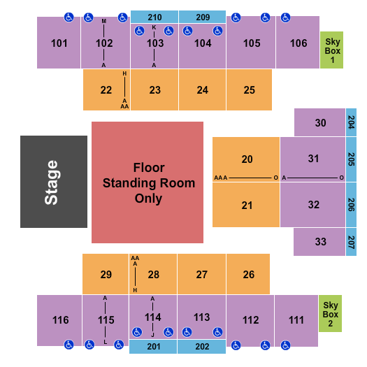 Event Center at Turning Stone Resort & Casino Concert Seating Seating Chart