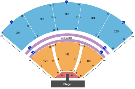 Mercedes-Benz Amphitheater End Stage Pit with Catwalk Seating Chart
