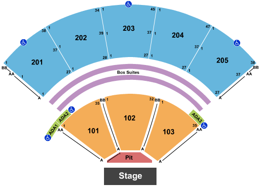 seating chart for Tuscaloosa Amphitheater - Endstage Reserved Pit - eventticketscenter.com