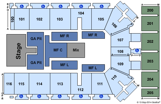 Tyson Events Center - Fleet Farm Arena Endstage GA Pit Seating Chart