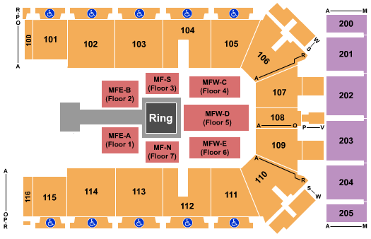 Tyson Events Center - Fleet Farm Arena WWE: Raw Seating Chart