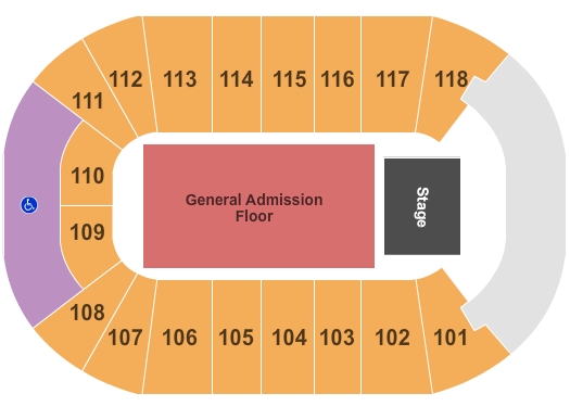 seating chart for UBC Thunderbird Arena - End Stage GA Floor - eventticketscenter.com