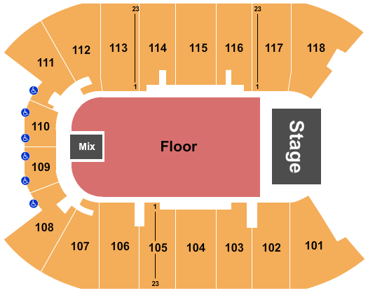 UBC - Doug Mitchell Thunderbird Sports Centre Endstage GA Floor 3 Seating Chart