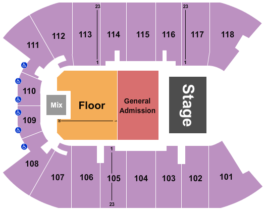 UBC - Doug Mitchell Thunderbird Sports Centre Endstage GA/Rsvd Floor 2 Seating Chart