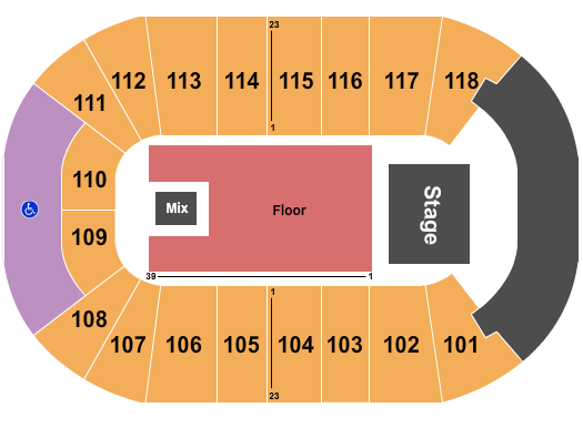 seating chart for UBC Thunderbird Arena - Endstage Rsvd Flr - eventticketscenter.com