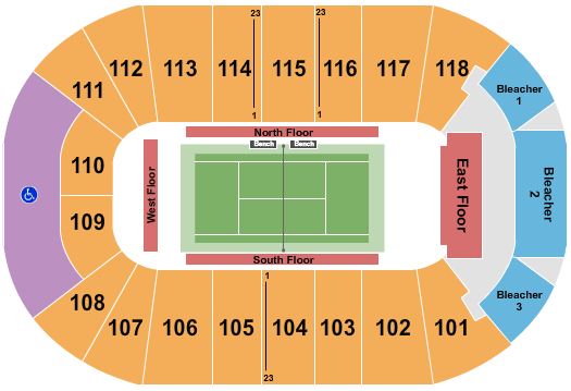 UBC - Doug Mitchell Thunderbird Sports Centre Tennis 2 Seating Chart