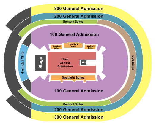 UBS Arena GA by Level Seating Chart