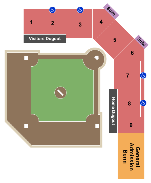 UCCU Ballpark Baseball 2019 Seating Chart