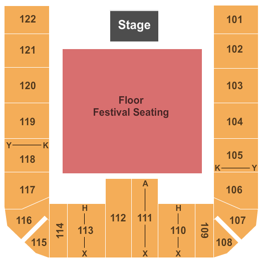 UCI Bren Events Center Endstage GA Floor Seating Chart