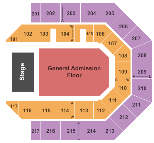 Credit Union 1 Arena EndStageGA Seating Chart