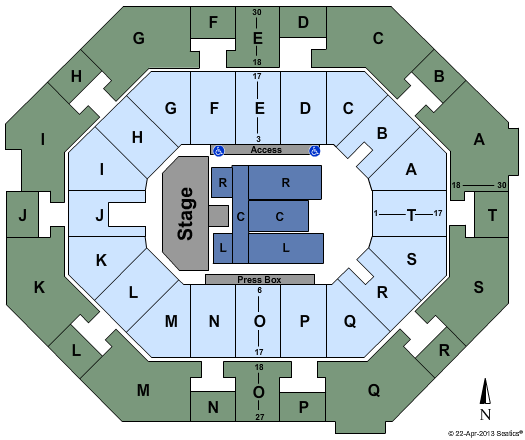 UNO Lakefront Arena American Idol Seating Chart