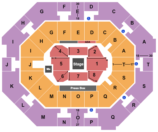 UNO Lakefront Arena Center Stage Seating Chart