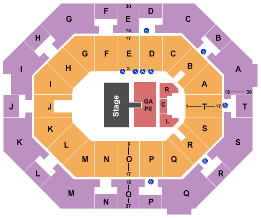 UNO Lakefront Arena End Stage With Pit and Reserved Floor Seating Chart
