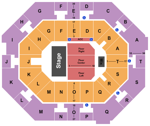 UNO Lakefront Arena End Stage 3 Seating Chart