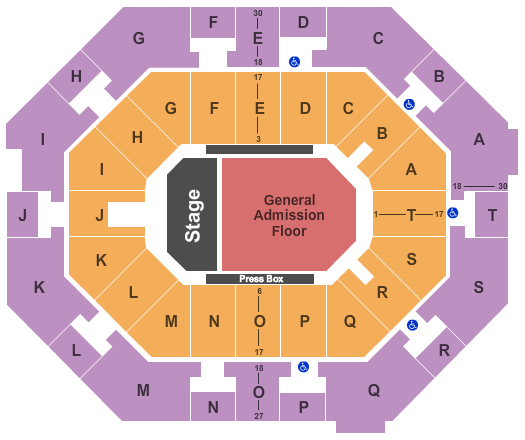 UNO Lakefront Arena Endstage GA Floor Seating Chart
