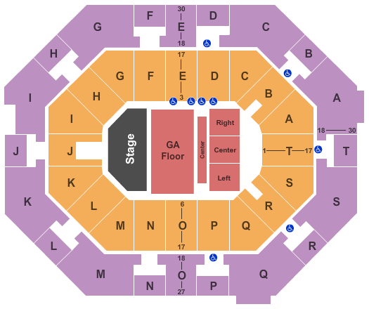 UNO Lakefront Arena Endstage Res GA Seating Chart