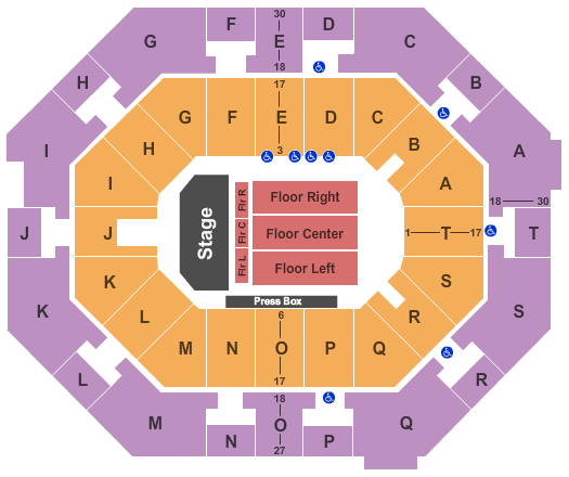 UNO Lakefront Arena End Stage Seating Chart