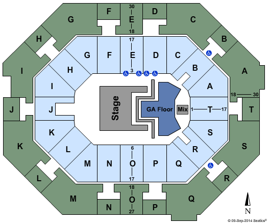 UNO Lakefront Arena Hunter Hayes Seating Chart