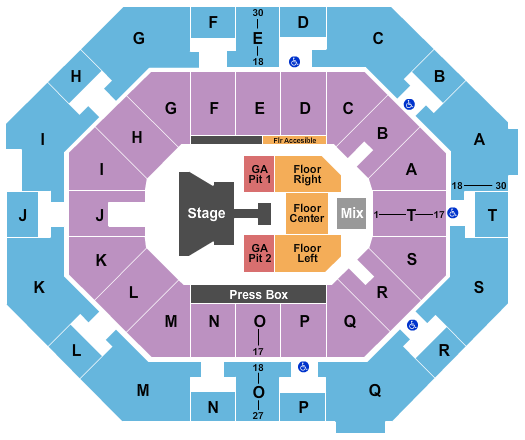 UNO Lakefront Arena Kingdom Tour Seating Chart