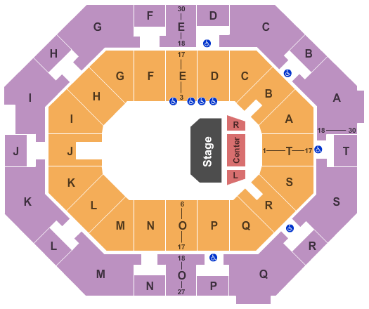 UNO Lakefront Arena Small Theatrical Seating Chart