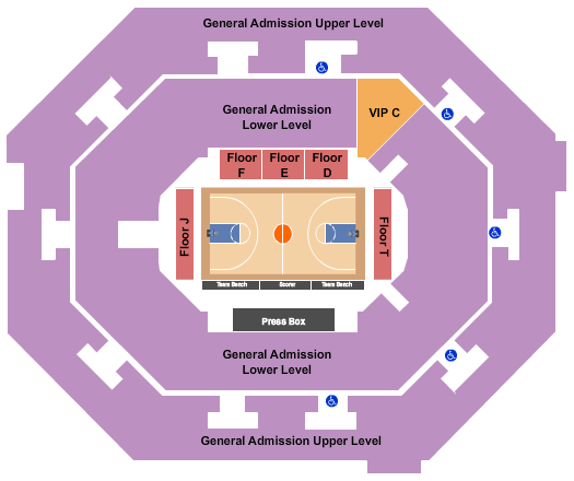 UNO Lakefront Arena Sugar Bowl Seating Chart