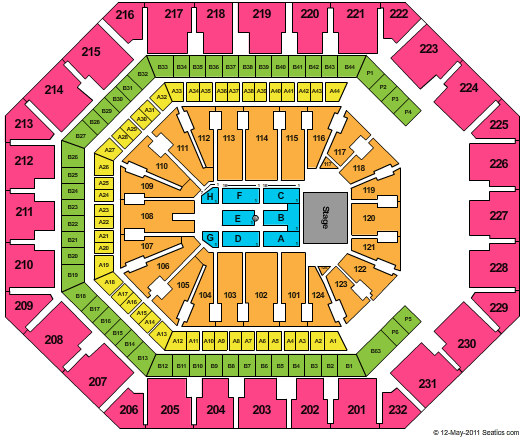 Footprint Center End Stage Continental Seating Seating Chart